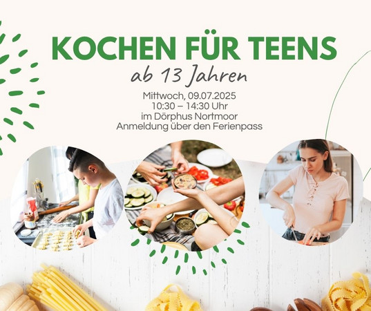 Banner zur Ferienpass-Aktion "Teens kochen" (alle Infos untenstehend)