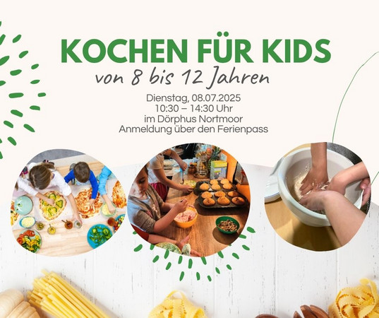 Banner zur Ferienpass-Aktion "Kids kochen" (alle Infos untenstehend)