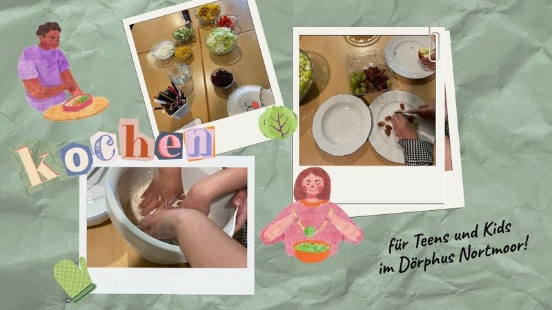 Bilderkollage von Aktionen "Kochen für Kids" und "Kochen für Teens"